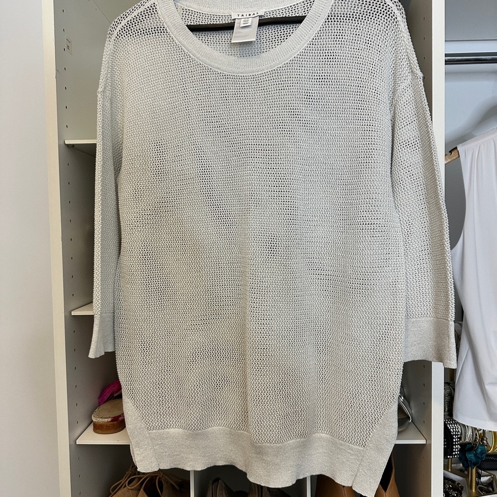 Tribal Silver Mesh Crew Neck Sweater